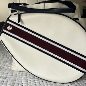 Tory Burch White and Burgundy Travel Bag